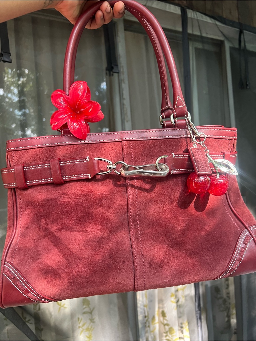Coach Red Suede Satchel